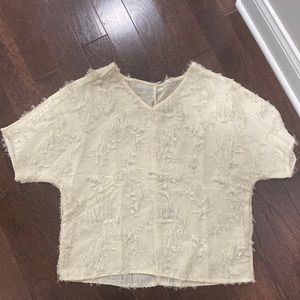 SHEIN Cream distressed T Shirt